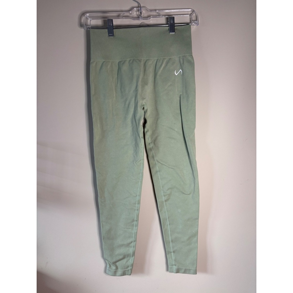 STLF Sage Green Seamless High Waist Leggings Workout Athleisure Activewear SZ S‎